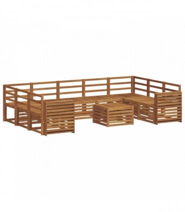 vidaXL Outdoor Sofa Set 10 pcs 9-Seaters Natural Solid Acacia Wood
