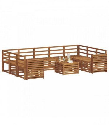 vidaXL Outdoor Sofa Set 10 pcs 9-Seaters Natural Solid Acacia Wood