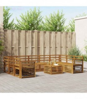 vidaXL Outdoor Sofa Set 10 pcs 9-Seaters Natural Solid Acacia Wood
