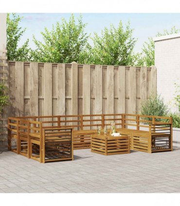 vidaXL Outdoor Sofa Set 10 pcs 9-Seaters Natural Solid Acacia Wood