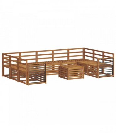 vidaXL Outdoor Sofa Set 10 pcs 9-Seaters Natural Solid Acacia Wood