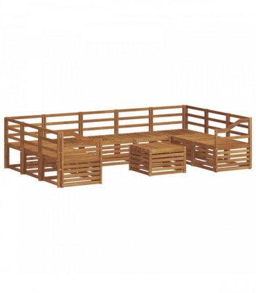 vidaXL Outdoor Sofa Set 10 pcs 9-Seaters Natural Solid Acacia Wood