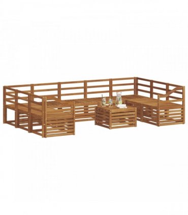 vidaXL Outdoor Sofa Set 10 pcs 9-Seaters Natural Solid Acacia Wood