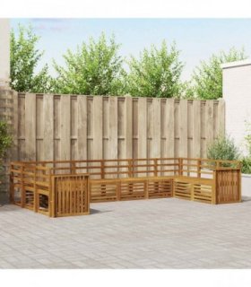 vidaXL Outdoor Sofa Set 10 pcs 10-Seaters Natural Solid Acacia Wood