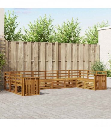 vidaXL Outdoor Sofa Set 10 pcs 10-Seaters Natural Solid Acacia Wood