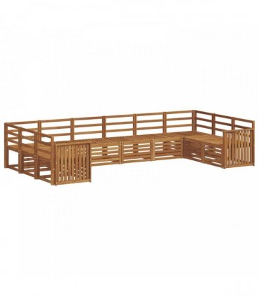 vidaXL Outdoor Sofa Set 10 pcs 10-Seaters Natural Solid Acacia Wood
