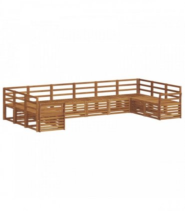 vidaXL Outdoor Sofa Set 10 pcs 10-Seaters Natural Solid Acacia Wood