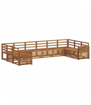 vidaXL Outdoor Sofa Set 10 pcs 10-Seaters Natural Solid Acacia Wood