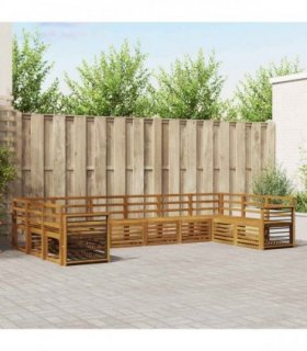 vidaXL Outdoor Sofa Set 10 pcs 10-Seaters Natural Solid Acacia Wood