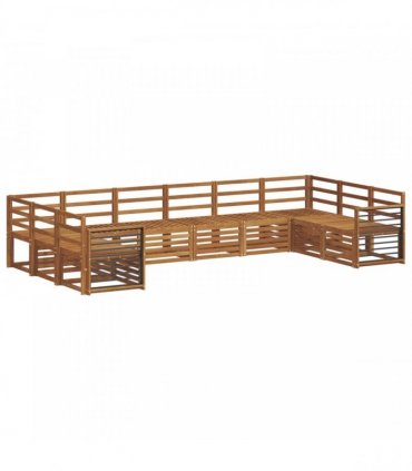 vidaXL Outdoor Sofa Set 10 pcs 10-Seaters Natural Solid Acacia Wood
