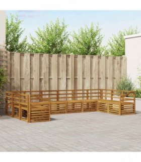 vidaXL Outdoor Sofa Set 10 pcs 10-Seaters Natural Solid Acacia Wood