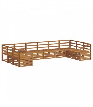 vidaXL Outdoor Sofa Set 10 pcs 10-Seaters Natural Solid Acacia Wood