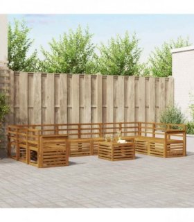 vidaXL Outdoor Sofa Set 11 pcs 10-Seaters Natural Solid Acacia Wood