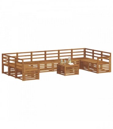 vidaXL Outdoor Sofa Set 11 pcs 10-Seaters Natural Solid Acacia Wood