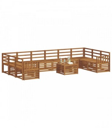vidaXL Outdoor Sofa Set 11 pcs 10-Seaters Natural Solid Acacia Wood