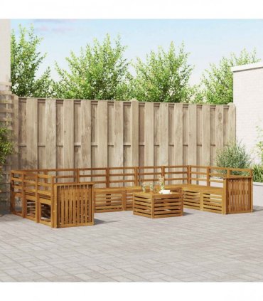 vidaXL Outdoor Sofa Set 11 pcs 10-Seaters Natural Solid Acacia Wood