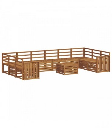 vidaXL Outdoor Sofa Set 11 pcs 10-Seaters Natural Solid Acacia Wood