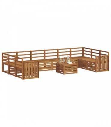 vidaXL Outdoor Sofa Set 11 pcs 10-Seaters Natural Solid Acacia Wood