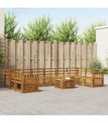 vidaXL Outdoor Sofa Set 11 pcs 10-Seaters Natural Solid Acacia Wood
