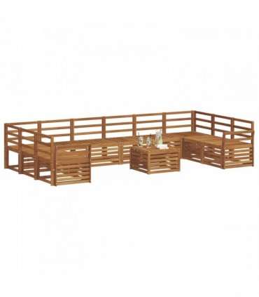 vidaXL Outdoor Sofa Set 11 pcs 10-Seaters Natural Solid Acacia Wood