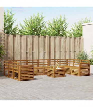 vidaXL Outdoor Sofa Set 11 pcs 10-Seaters Natural Solid Acacia Wood