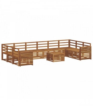vidaXL Outdoor Sofa Set 11 pcs 10-Seaters Natural Solid Acacia Wood
