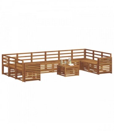 vidaXL Outdoor Sofa Set 11 pcs 10-Seaters Natural Solid Acacia Wood