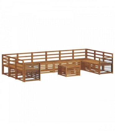 vidaXL Outdoor Sofa Set 11 pcs 10-Seaters Natural Solid Acacia Wood