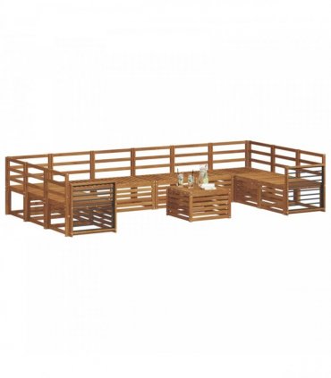 vidaXL Outdoor Sofa Set 11 pcs 10-Seaters Natural Solid Acacia Wood
