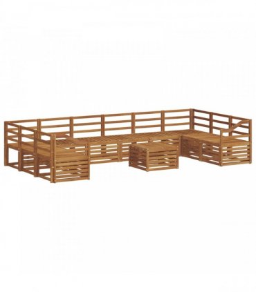 vidaXL Outdoor Sofa Set 11 pcs 10-Seaters Natural Solid Acacia Wood
