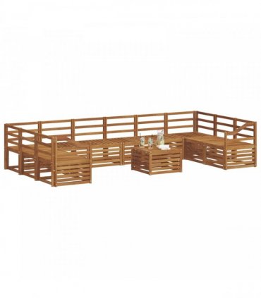 vidaXL Outdoor Sofa Set 11 pcs 10-Seaters Natural Solid Acacia Wood