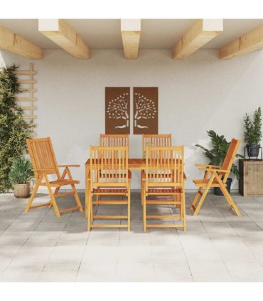 vidaXL Garden Dining Set 7 pcs Brown Solid Acacia Wood