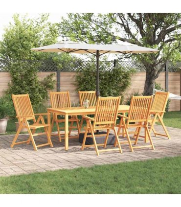 vidaXL Garden Dining Set 7 pcs Brown Solid Acacia Wood