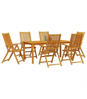 vidaXL Garden Dining Set 7 pcs Brown Solid Acacia Wood