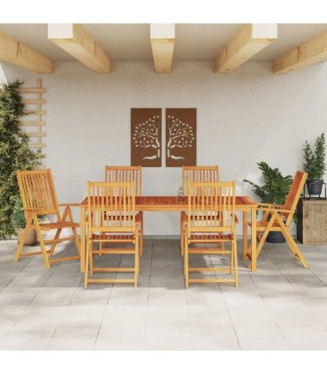 vidaXL Garden Dining Set 7 pcs Brown Solid Acacia Wood