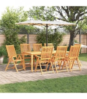 vidaXL Garden Dining Set 9 pcs Brown Solid Acacia Wood
