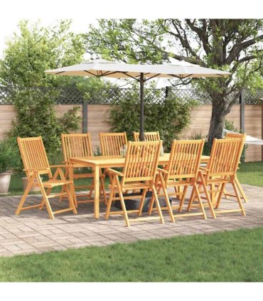 vidaXL Garden Dining Set 9 pcs Brown Solid Acacia Wood