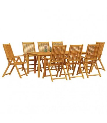 vidaXL Garden Dining Set 9 pcs Brown Solid Acacia Wood