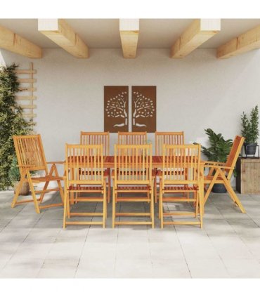 vidaXL Garden Dining Set 9 pcs Brown Solid Acacia Wood