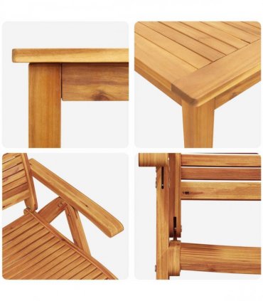 vidaXL Garden Dining Set 7 pcs Brown Solid Acacia Wood