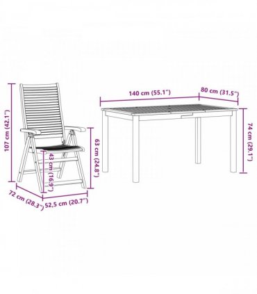 vidaXL Garden Dining Set 7 pcs Brown Solid Acacia Wood