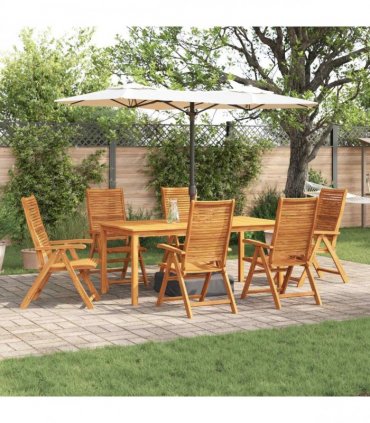 vidaXL Garden Dining Set 7 pcs Brown Solid Acacia Wood