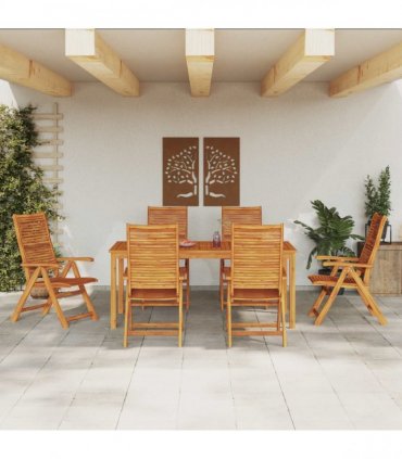 vidaXL Garden Dining Set 7 pcs Brown Solid Acacia Wood