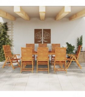 vidaXL Garden Dining Set 9 pcs Brown Solid Acacia Wood