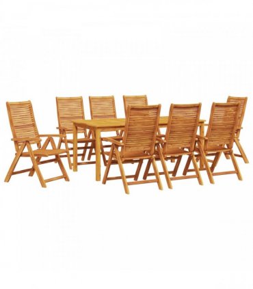 vidaXL Garden Dining Set 9 pcs Brown Solid Acacia Wood