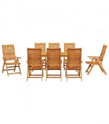 vidaXL Garden Dining Set 9 pcs Brown Solid Acacia Wood