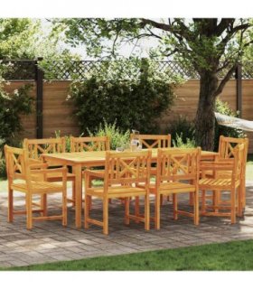 vidaXL Garden Dining Set 9 pcs 8-Seaters Brown Solid Acacia Wood