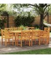 vidaXL Garden Dining Set 9 pcs 8-Seaters Brown Solid Acacia Wood