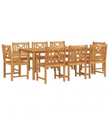 vidaXL Garden Dining Set 9 pcs 8-Seaters Brown Solid Acacia Wood