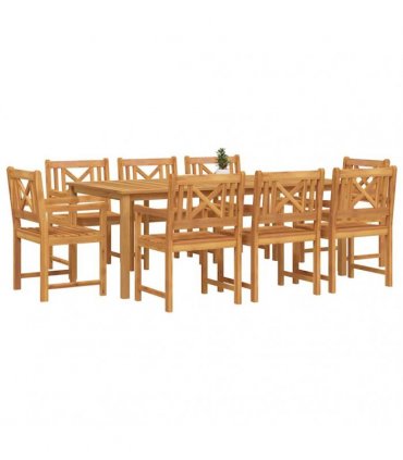vidaXL Garden Dining Set 9 pcs 8-Seaters Brown Solid Acacia Wood